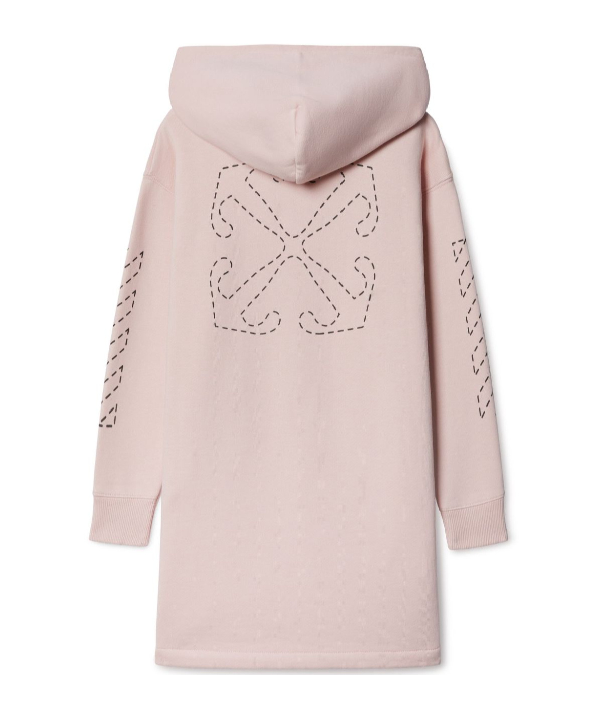 Off-white Arrow Stitched Cotton Hoodie Dress In Pink