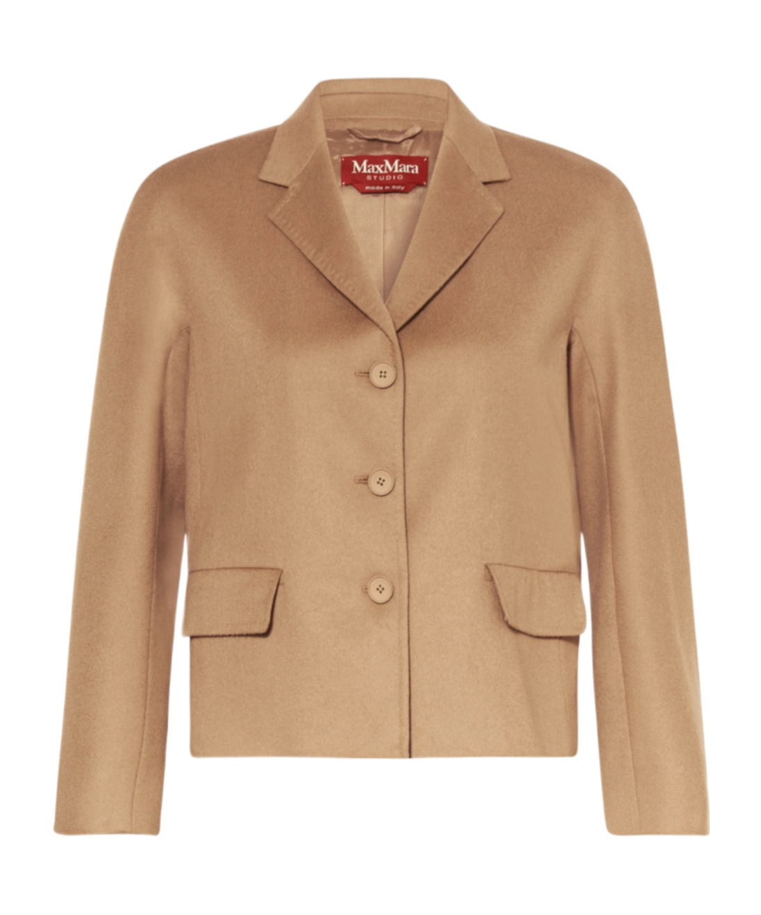 Max Mara Boxy Single-breasted Wool Drap Jacket In Nude