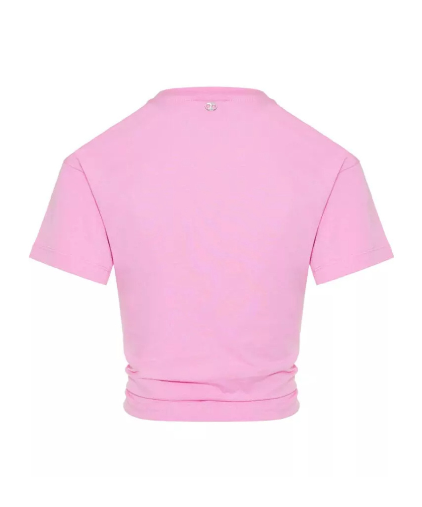 Rabanne Gathered Cotton Jersey T-shirt In Pink