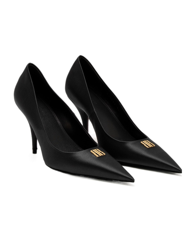 Balenciaga 90mm Leather Heeled Pumps In Black