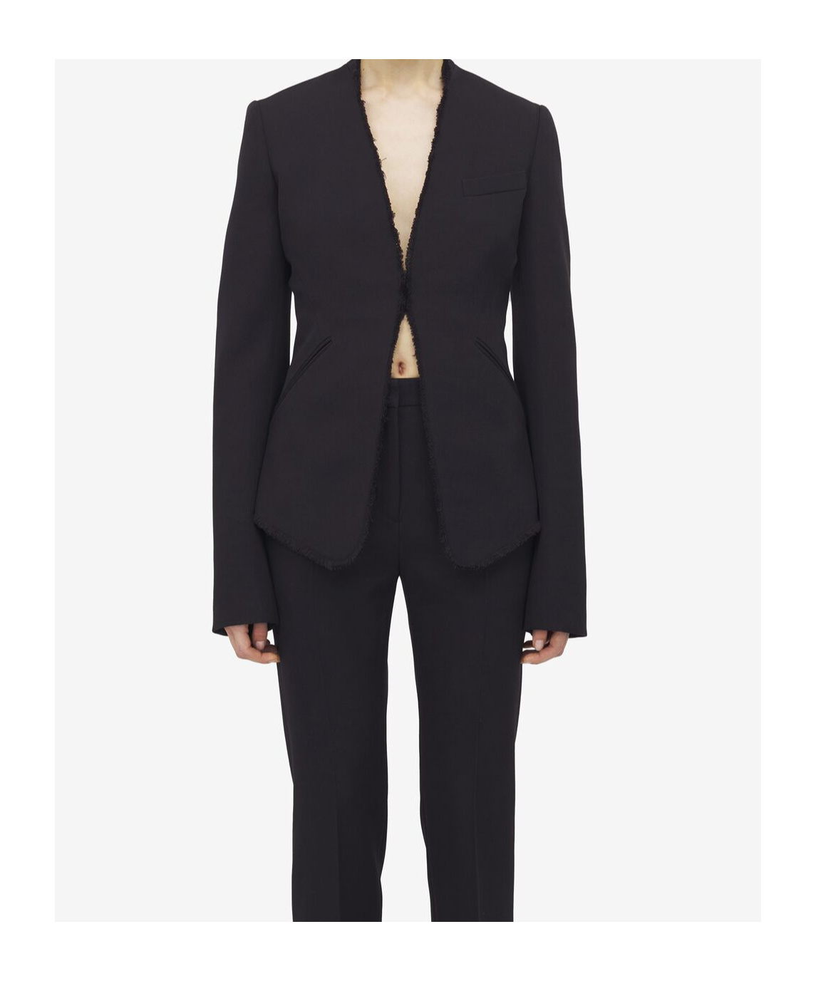 Alexander Mcqueen Wool Canvas Single-breasted Blazer In Black