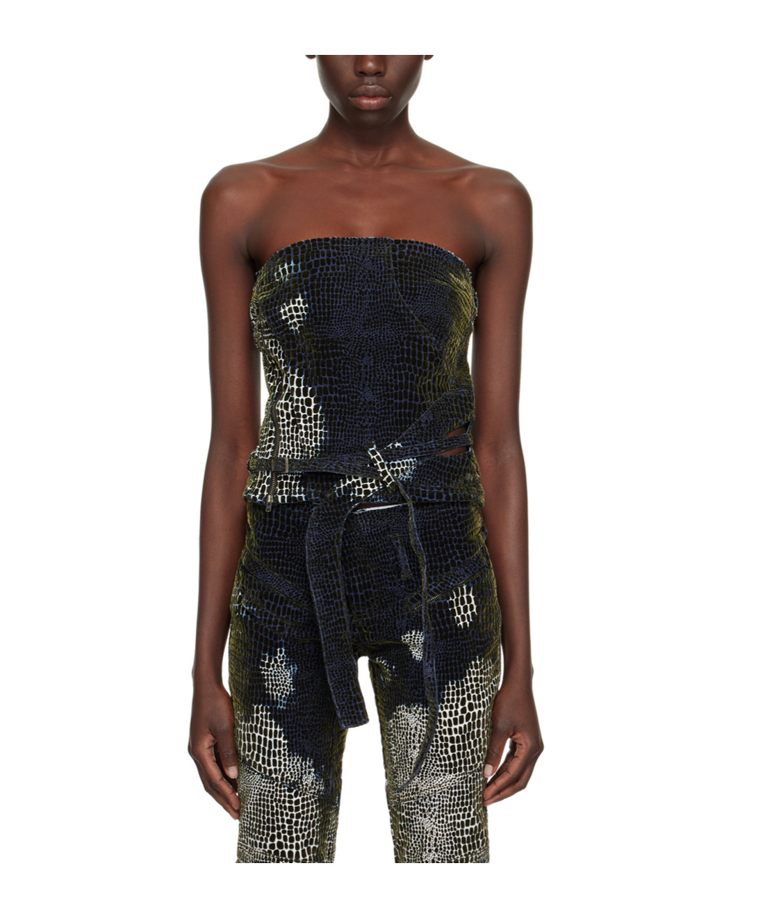 Ottolinger Pattern Denim Vest In Black