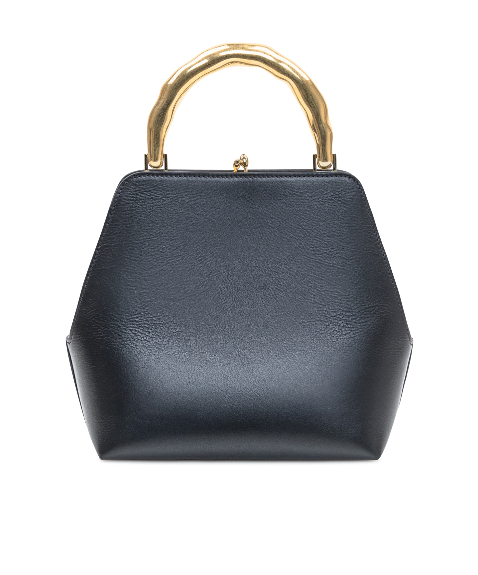 Jil Sander Goji Bamboo Small Leather Top Handle Bag In Black
