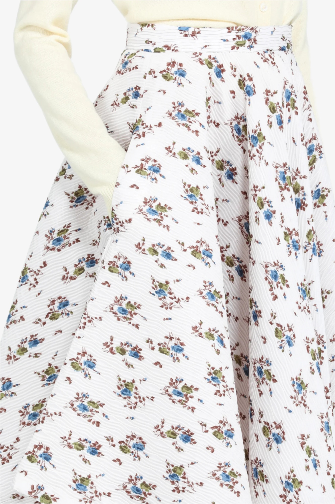 N°21 Floral-print Pleated Midi Skirt In White
