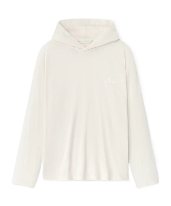 Essentials Womens Embroidered Classic Fit Hooded Long Sleeve In White