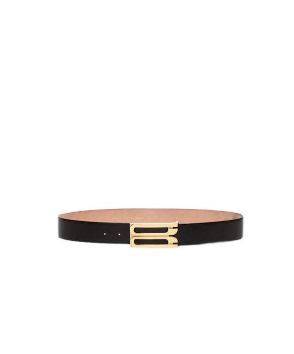 Victoria Beckham Jumbo Frame Leather Belt In Black