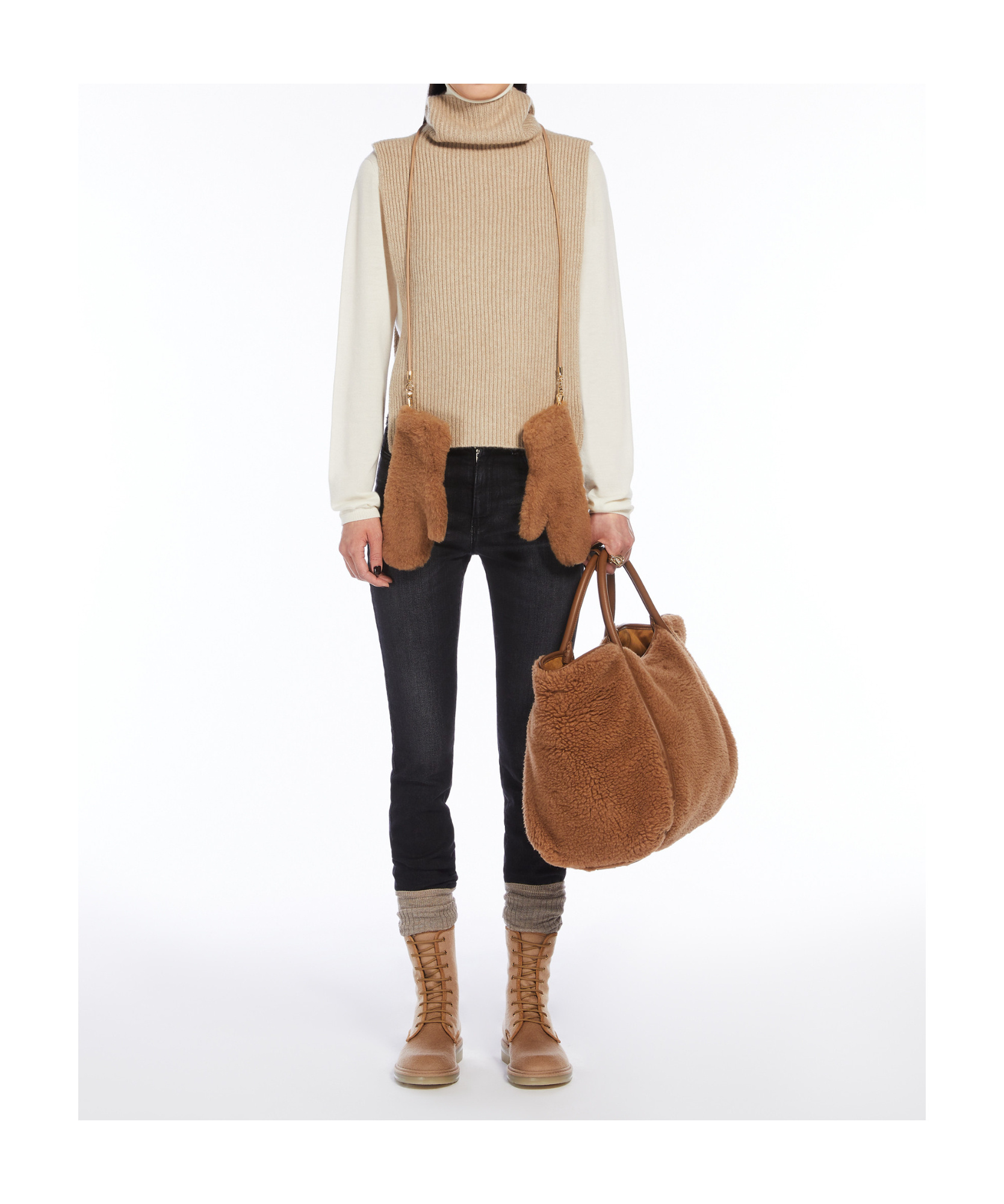 Max Mara Rib Cashmere Cloak In Nude
