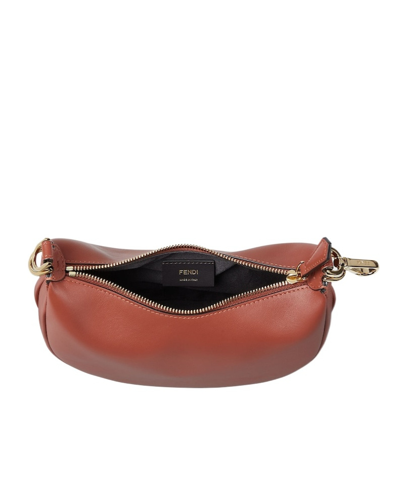Fendi Mini Graphy Leather Shoulder Bag In Brown
