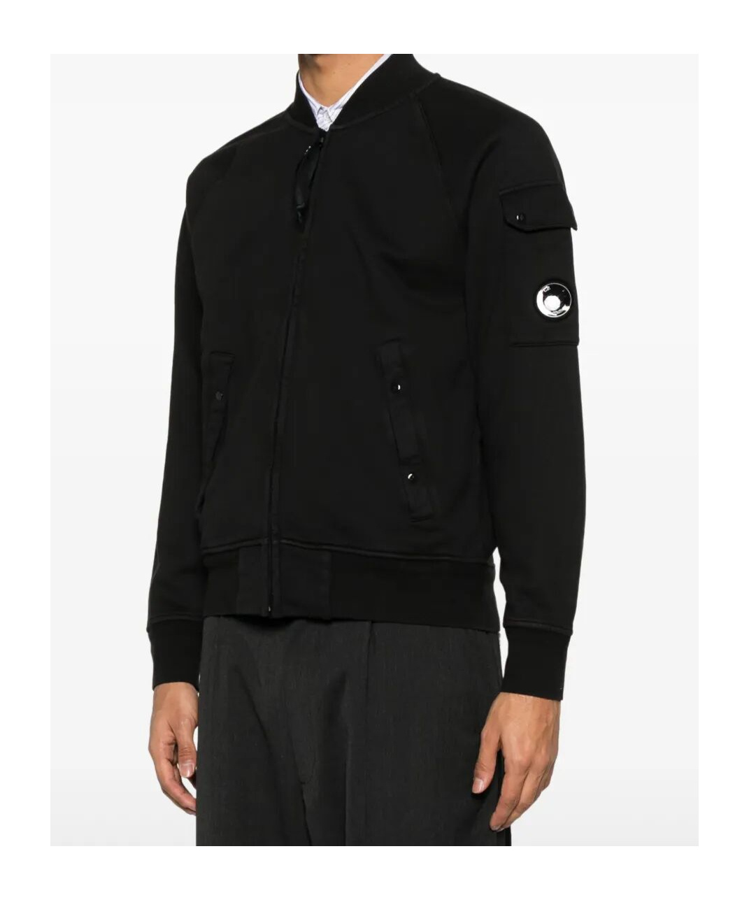 C.p. Company Zip-up Cotton Sweatshirt In Black