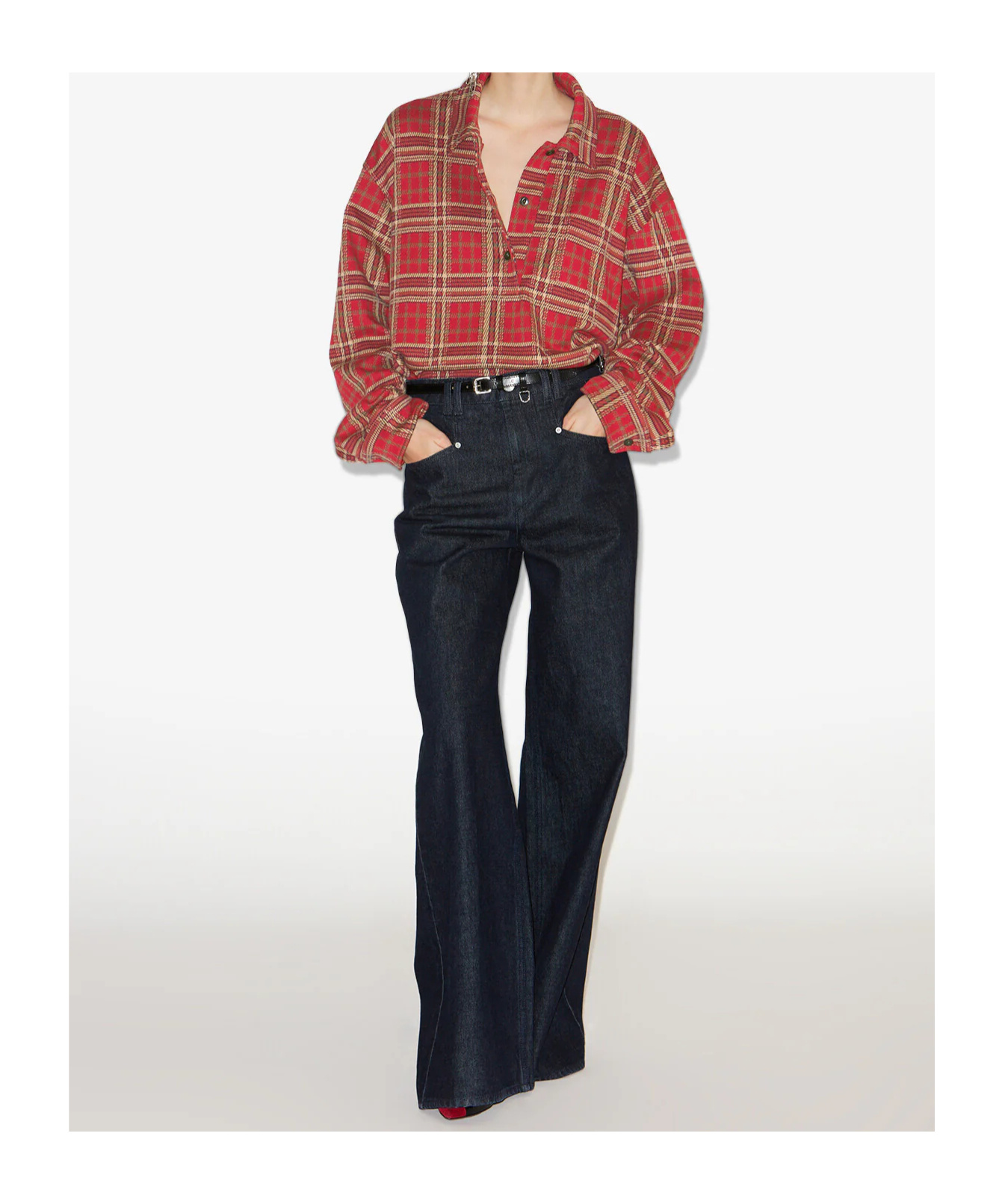 Isabel Marant Womens Red Bruna Plaid-pattern Cotton Blouse In Red