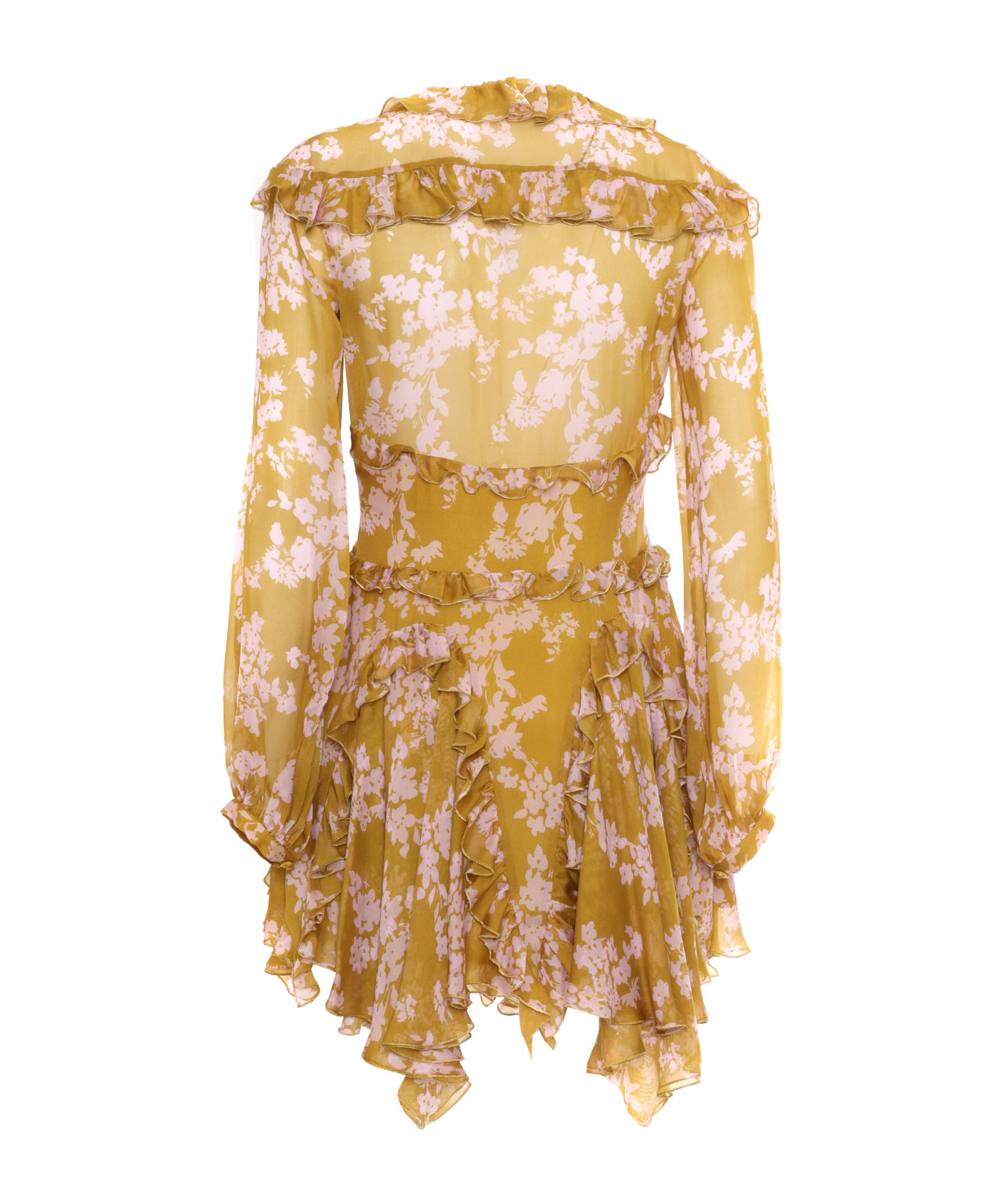 Elisabetta Franchi Ruffles Voile Printed Dress In Brown