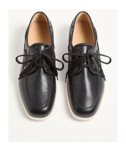 Valentino Leather Palm Avenue Boat Shoes In Black