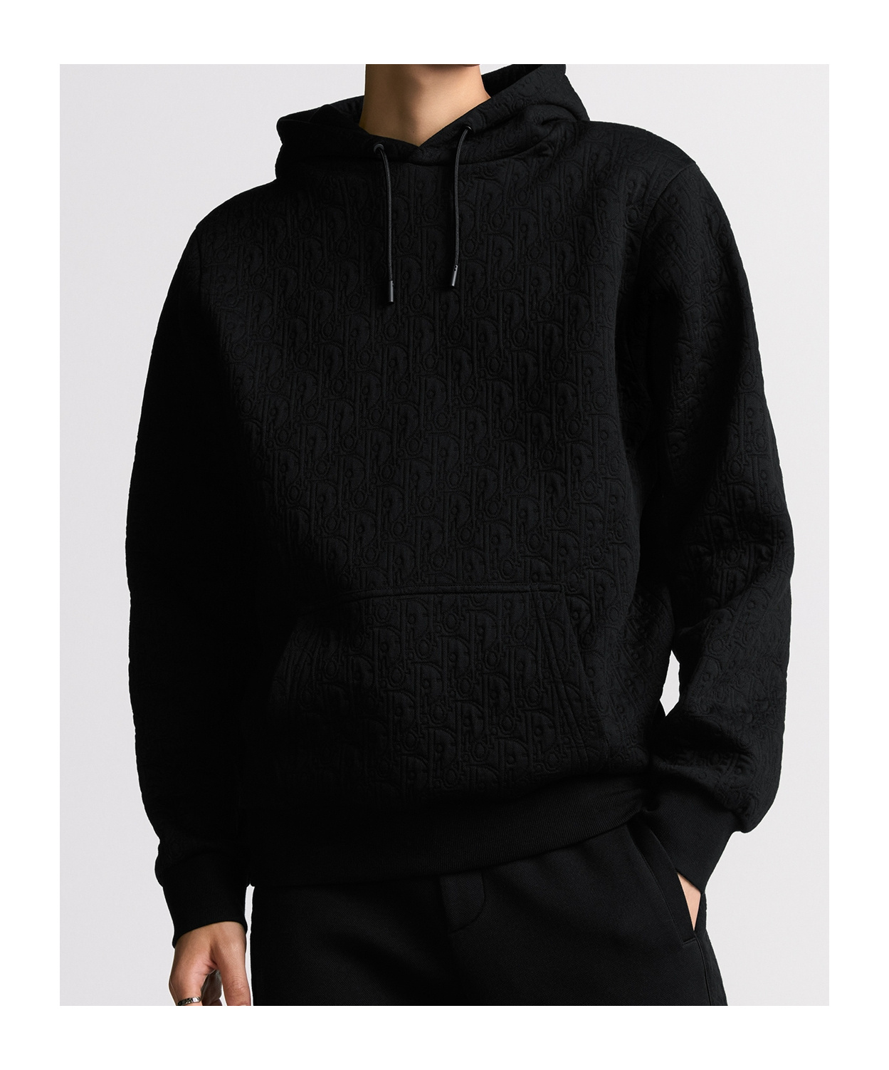 Dior Hooded Long-sleeved Hoodie In Black