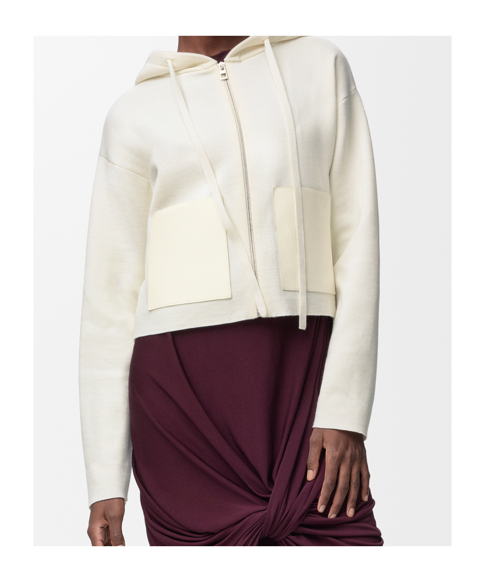 Loewe Zip-up Hoodie In Wool In White