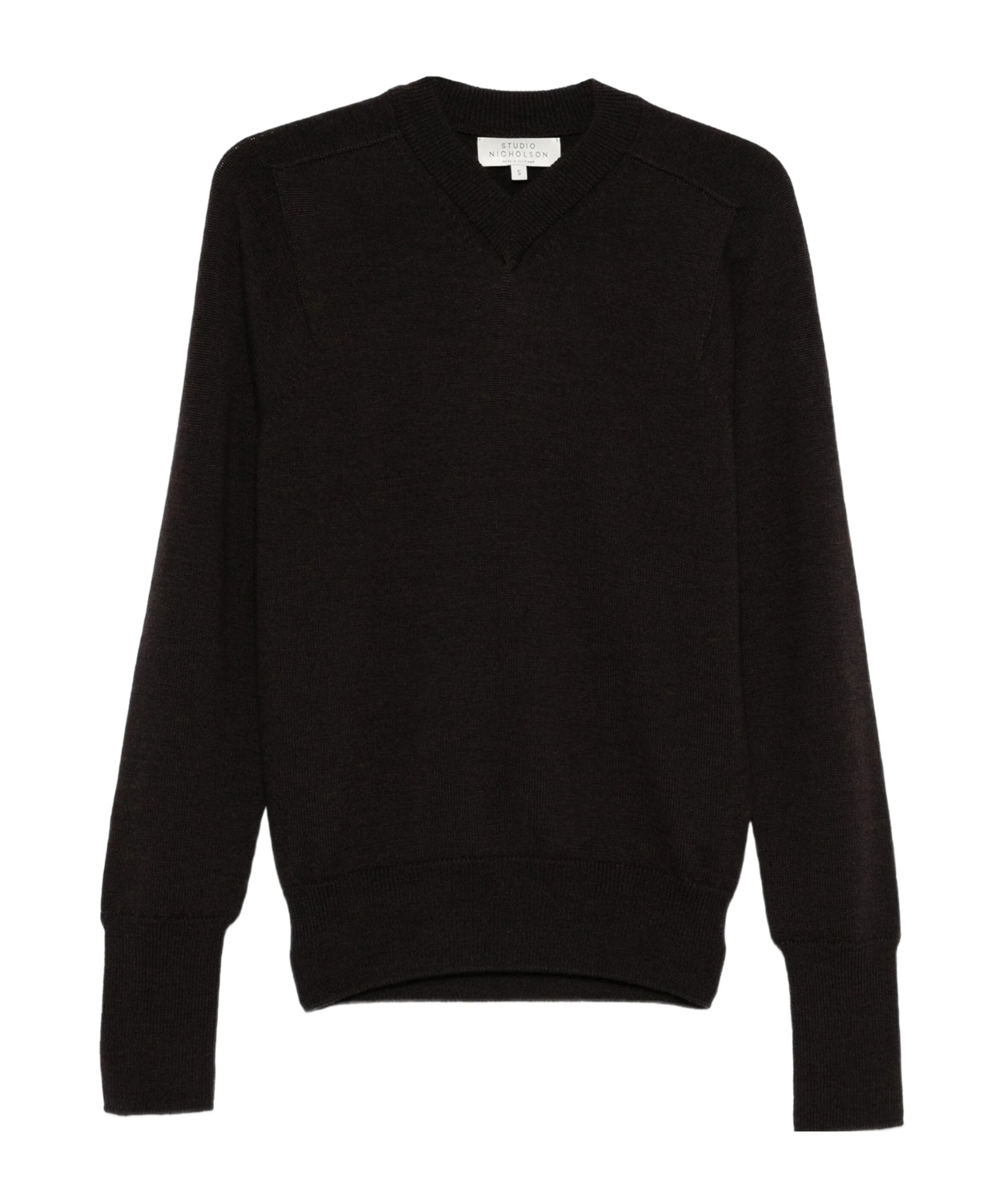 Studio Nicholson V-neck Merino-wool Sweater In Black