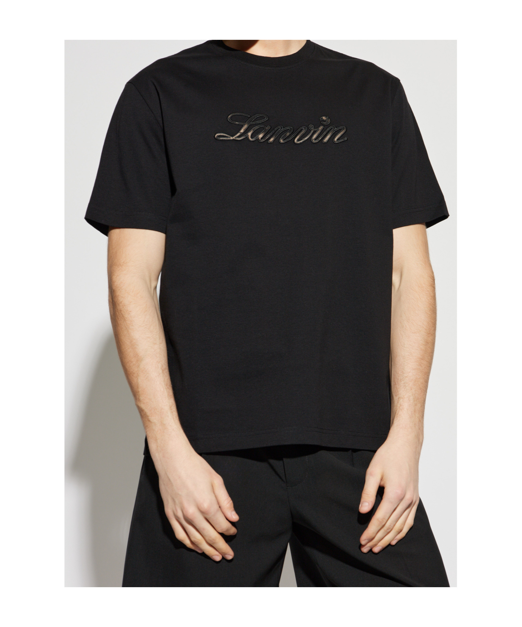 Lanvin Logo-embroidered T-shirt In Black