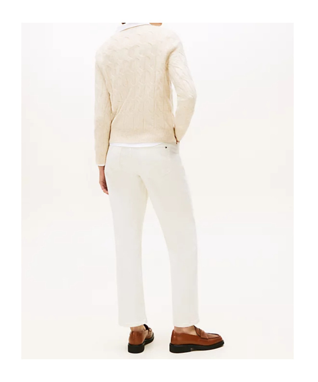 Tommy Hilfiger Textured Cable Knit Wool Pullover In Neutral