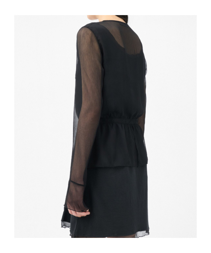 Our Legacy Sheer Lightweight Blouse With Cinched Waist In Black