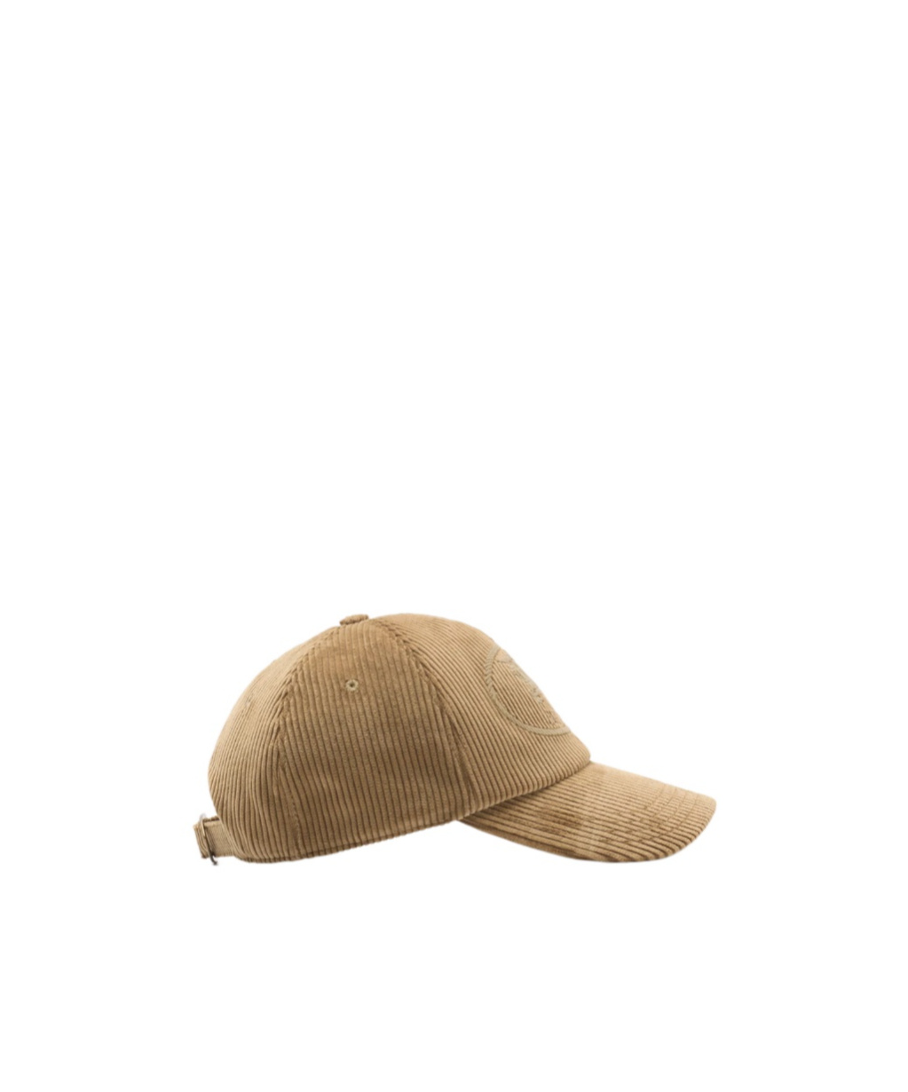 Burberry Knight Stamp Corduroy Baseball Cap In Brown