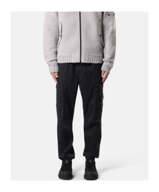 Stone Island Regular-tapered-fit Cargo Pants With Elasticated Waistband In Black