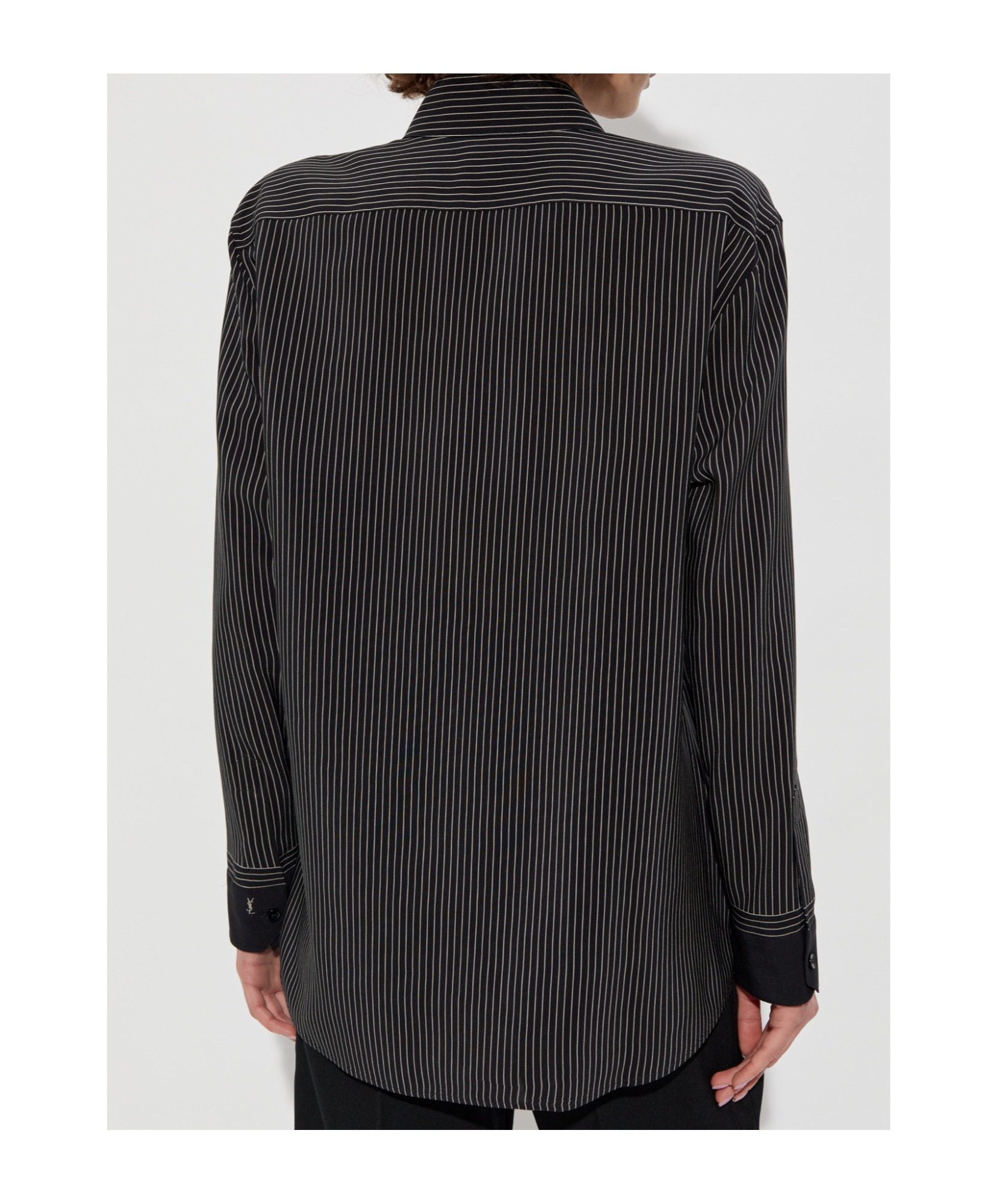 Saint Laurent Lapel Long Sleeve Shirt In Black
