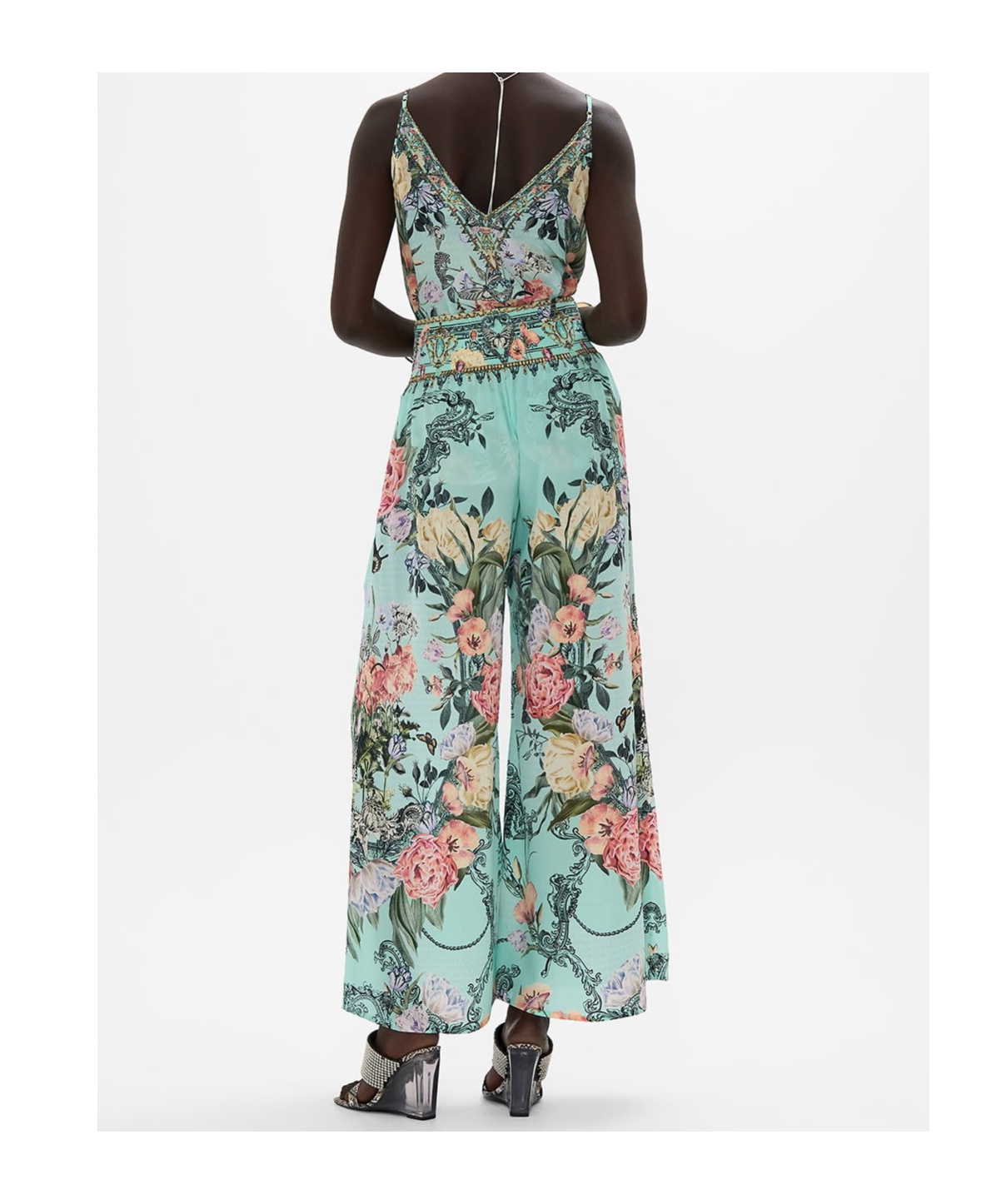 Shop Camilla Pleated Wide-leg Pants In Green