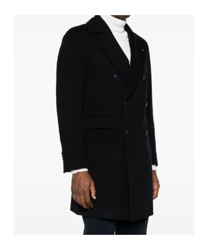 Tagliatore Double-breasted Wool-blend Coat In Black