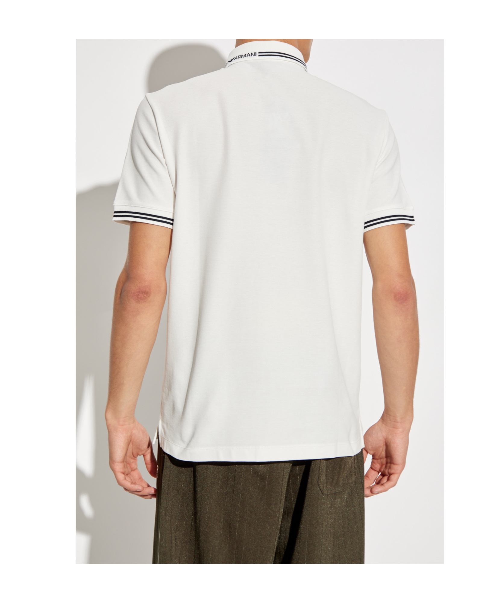Emporio Armani Logo-detail Jersey Polo Shirt In White