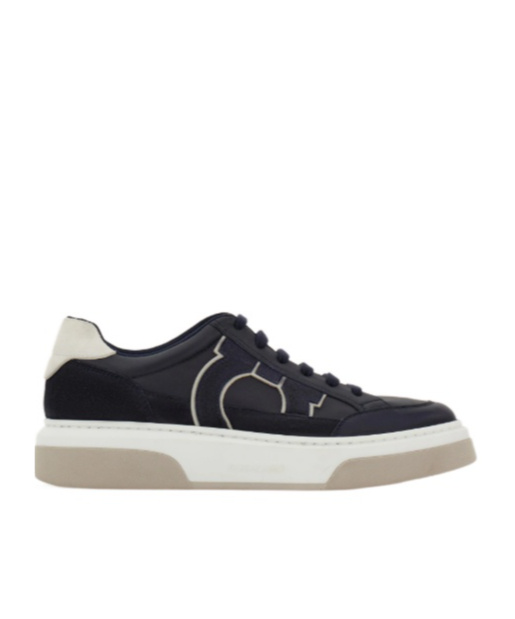 Ferragamo Leather Suede-detail Sneakers In Blue