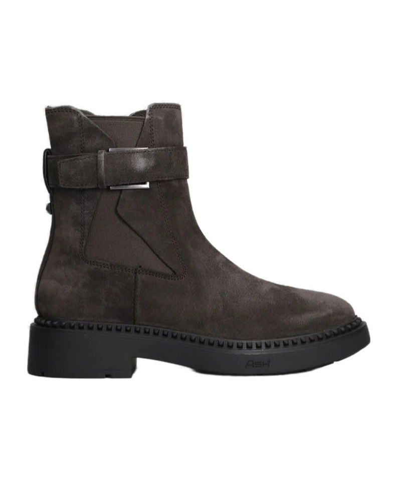 Ash Woman Ankle Boots Charcoal Size 8 Leather In Black