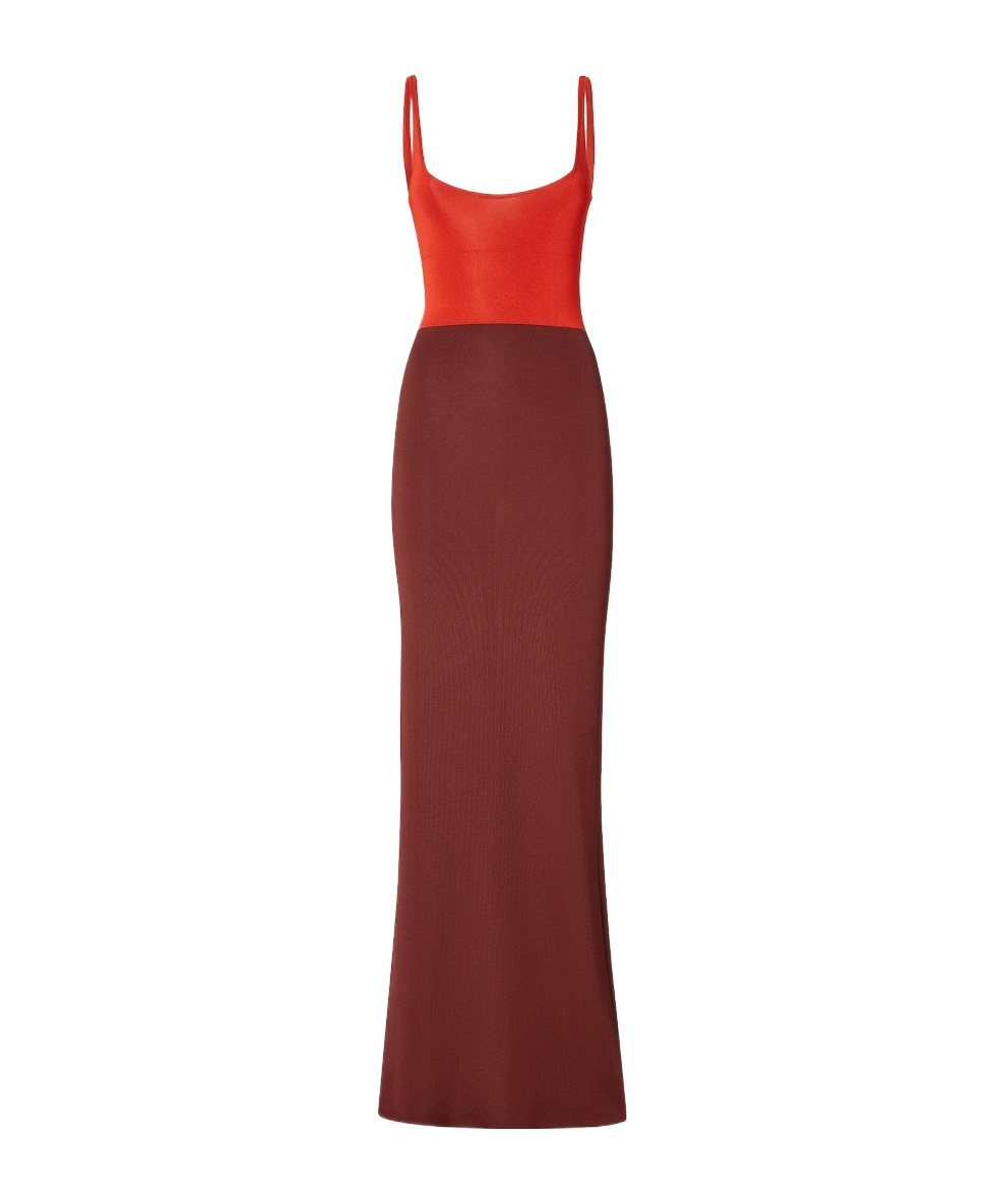 Fendi Two-tone Viscose Blend Long Dress