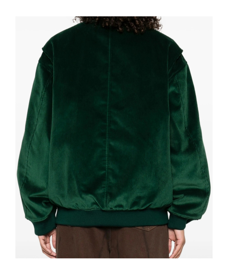 Miu Miu Leather-collar Jacket In Green