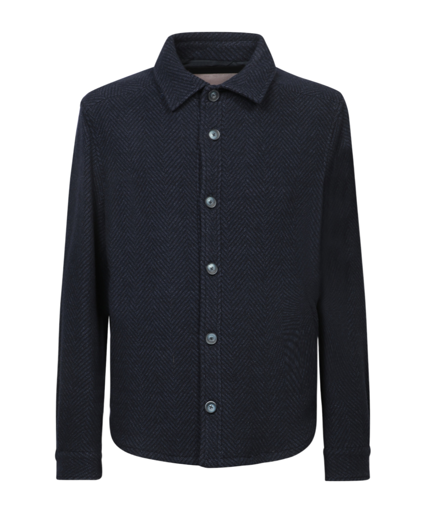 Herno Blue Wool Herringbone Overshirt