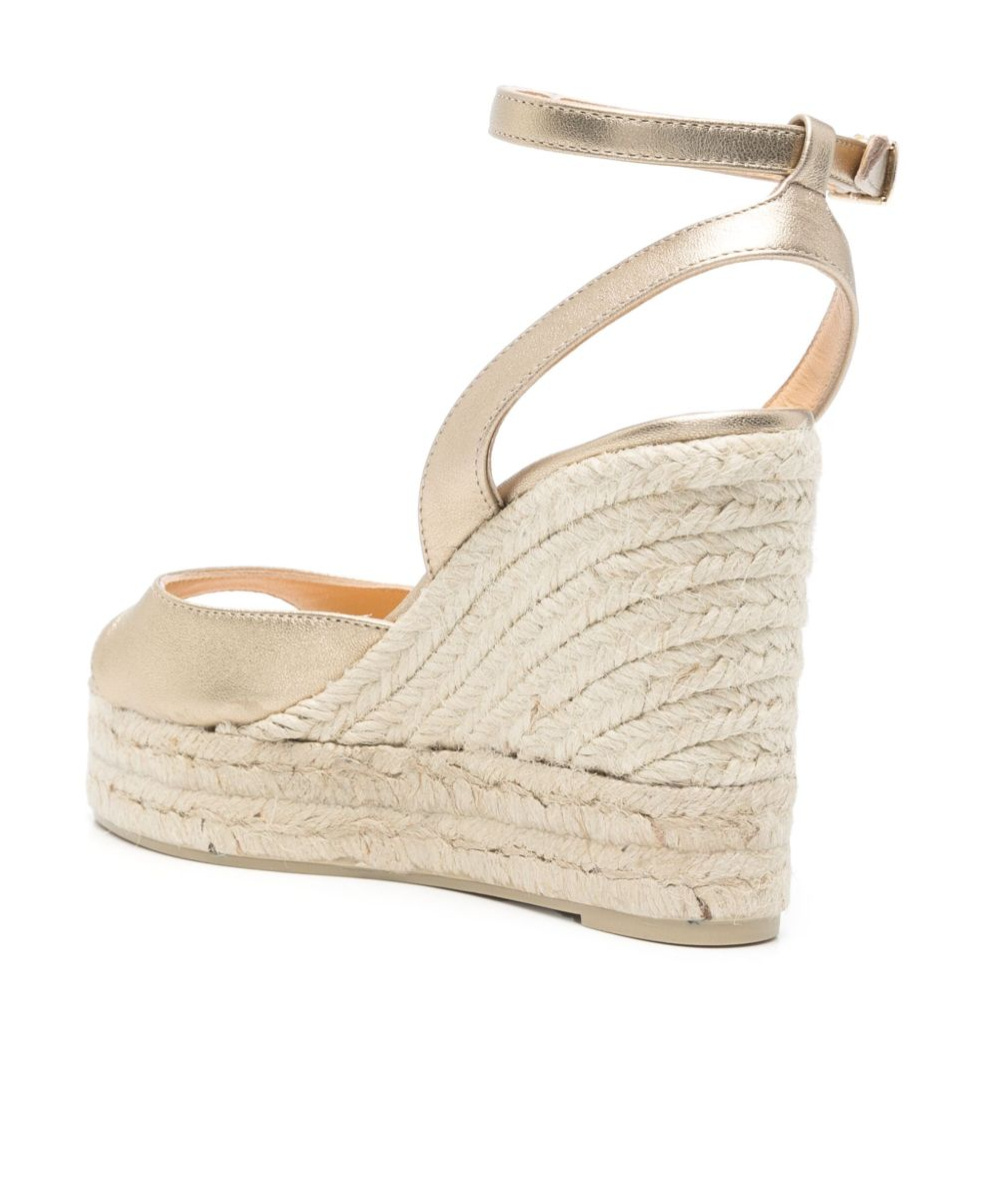 Castaã±er Round-toe Wedge Sandals In Brown