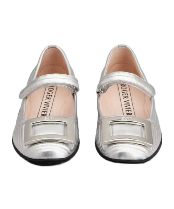 Roger Vivier Metallic Leather Ballet Flats In Silver