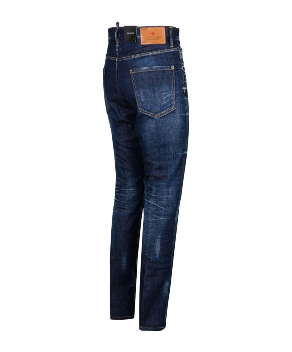 Dsquared2 Blue Jeans With Belt Loops And Logo Patch On The Rear In Blue