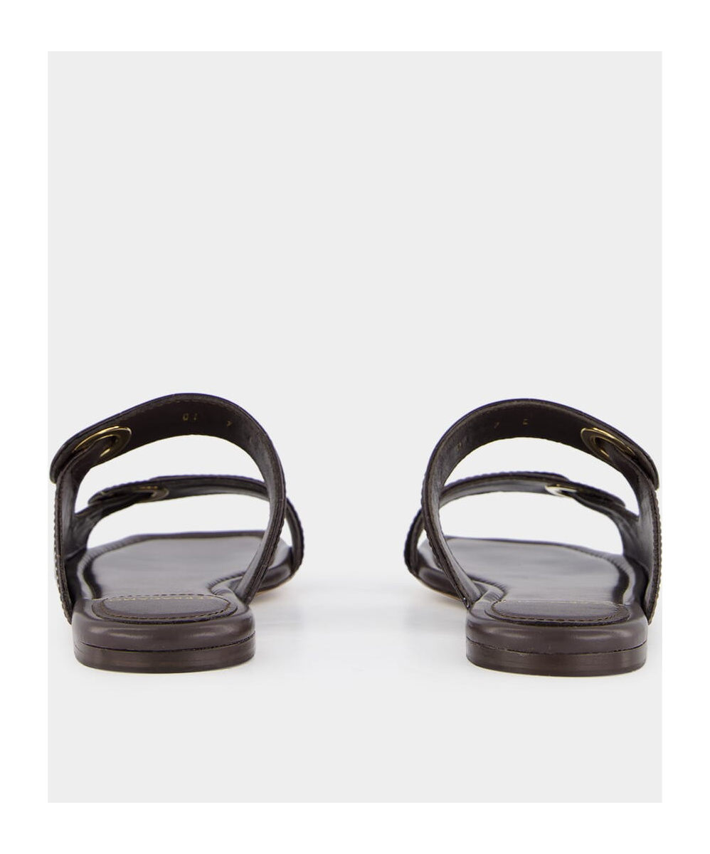 Ferragamo Gancini Decorative Slippers In Black