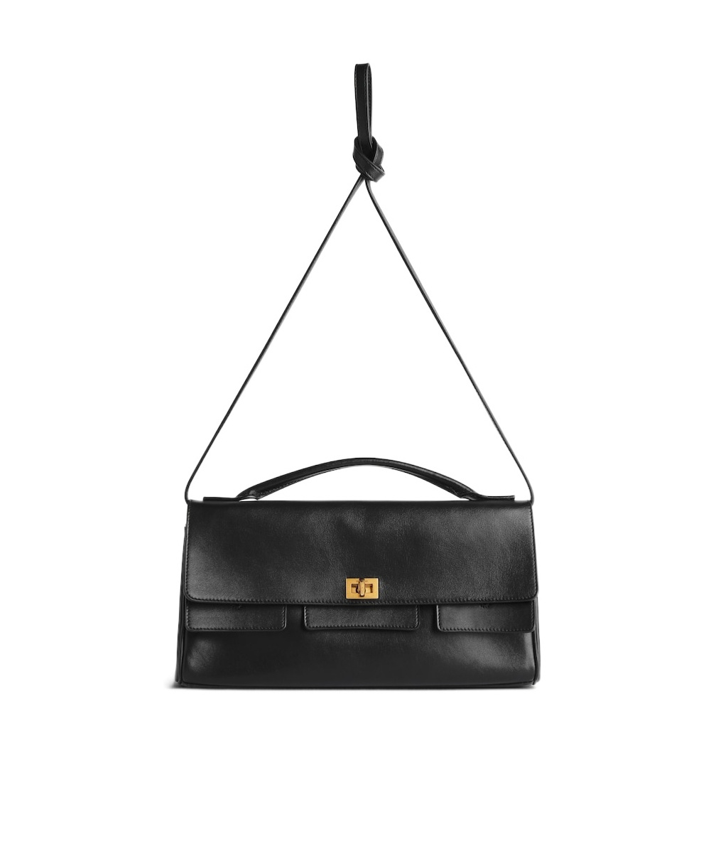 Balenciaga Bel Air Flap Leather Shoulder Bag In Black