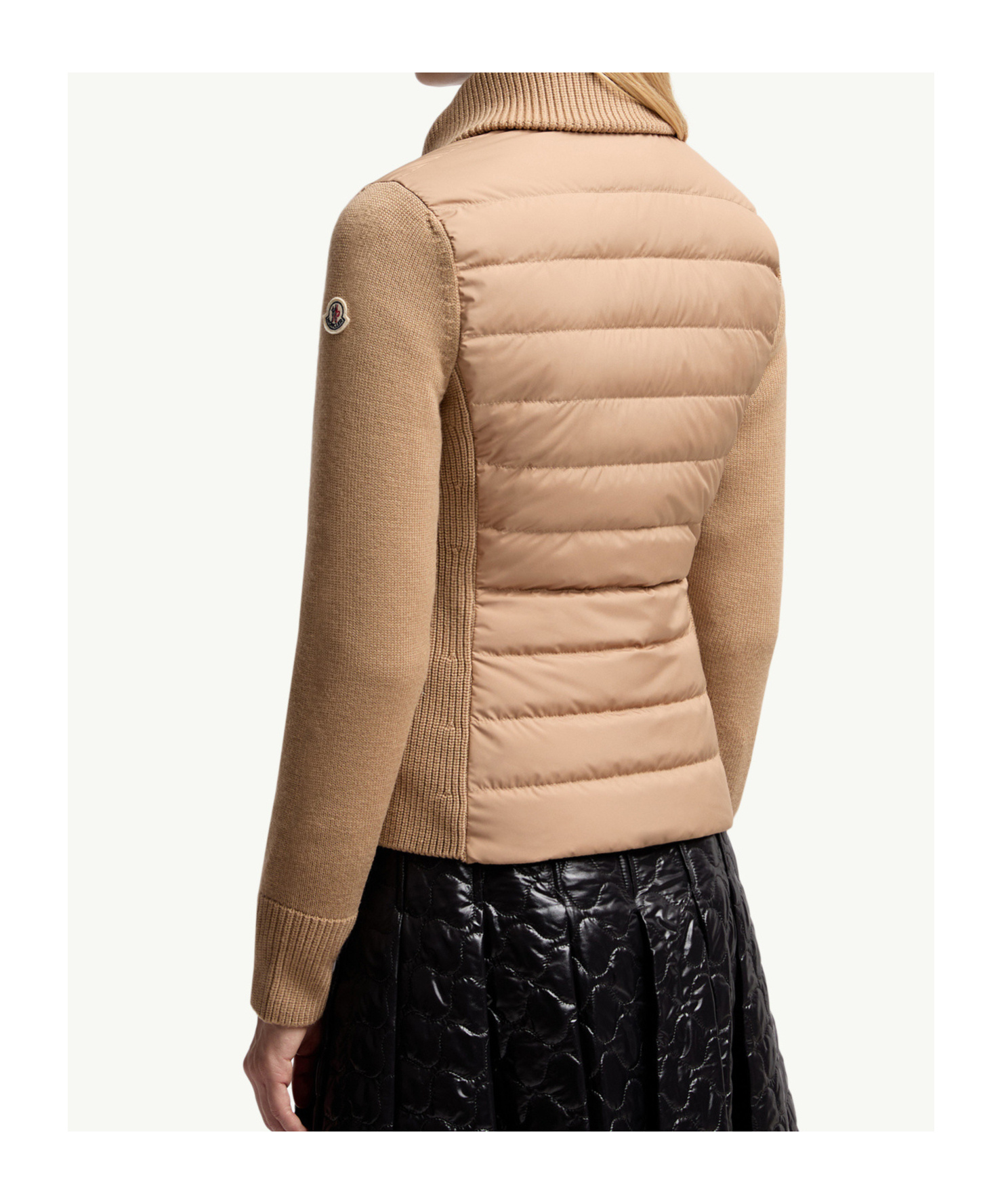 Moncler Wool Long Sleeve Down Jacket In Brown