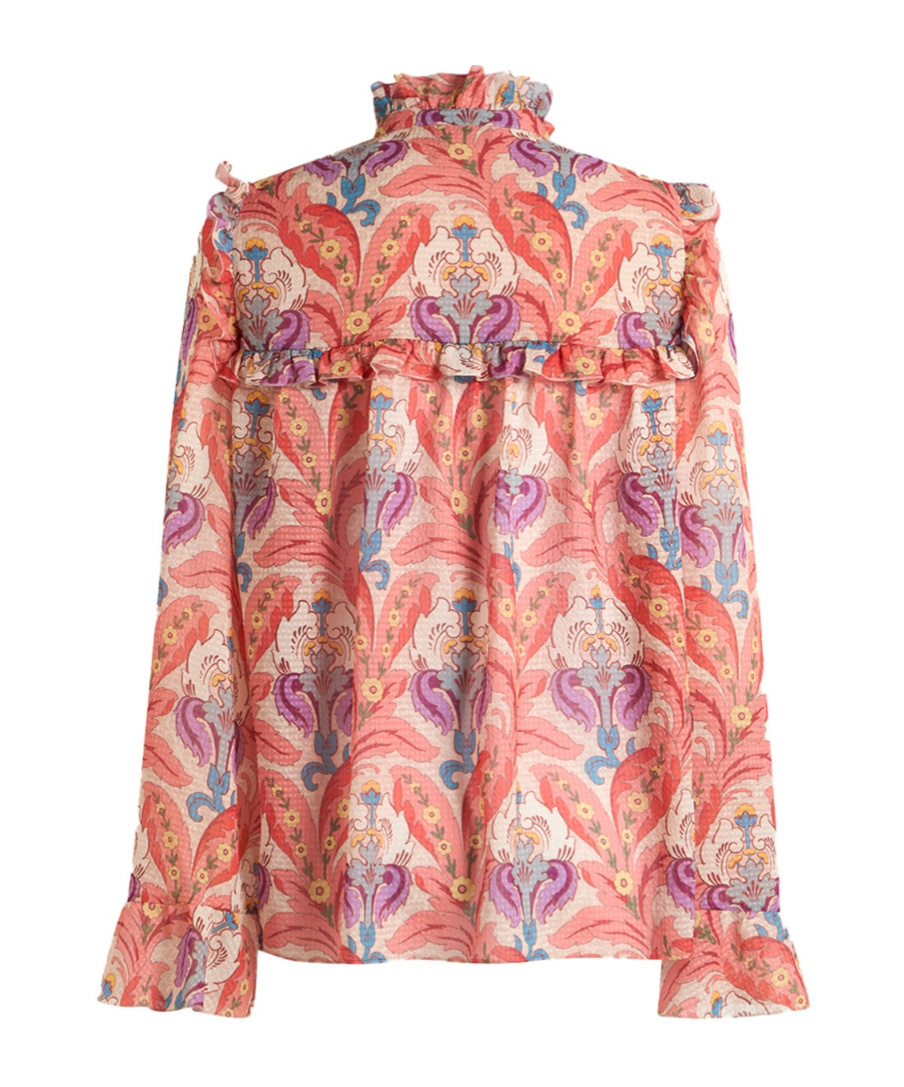 Etro Ruffle-detailed Floral Blouse In Pink