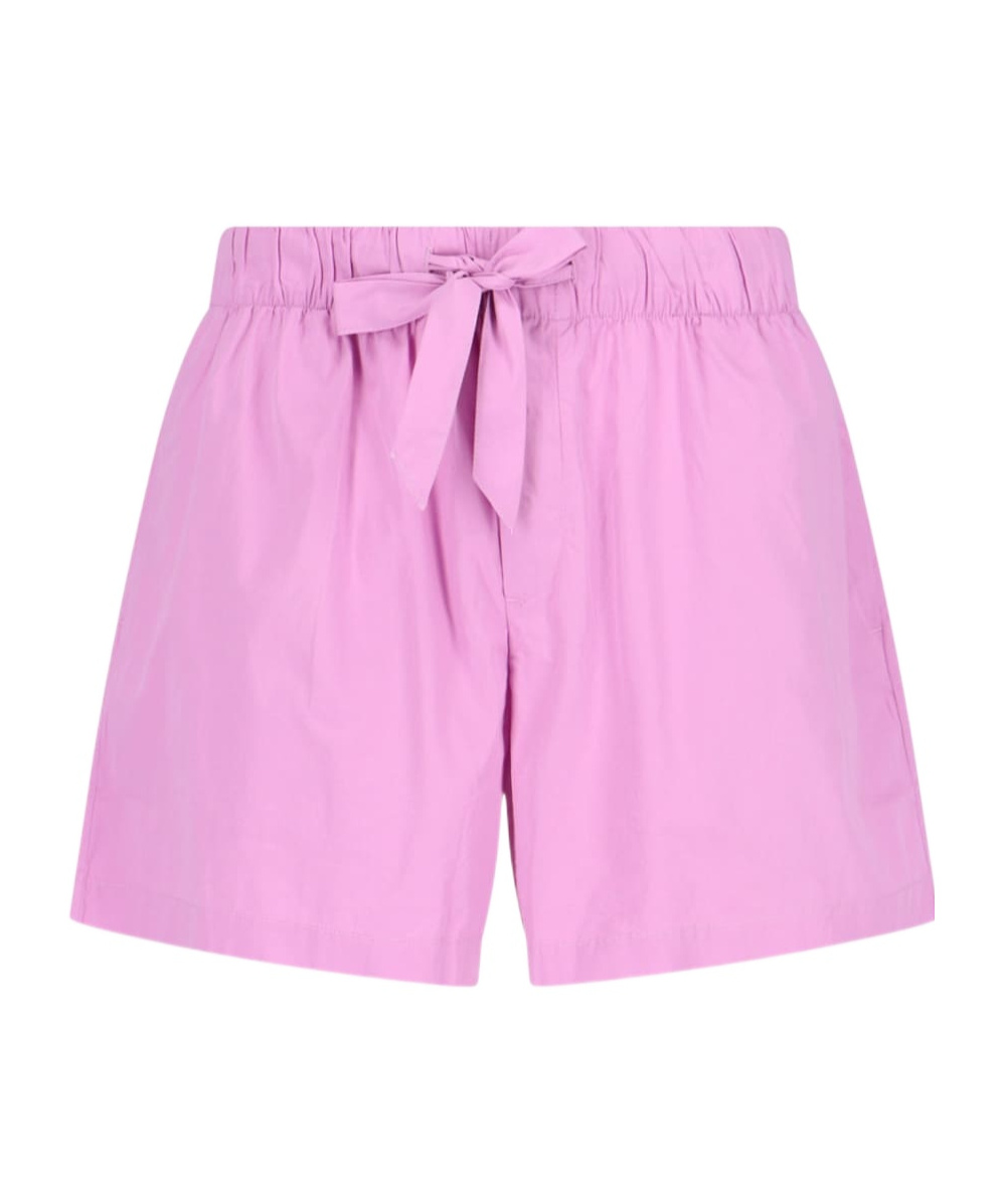 Tekla High-waist Drawstring Poplin Shorts In Pink