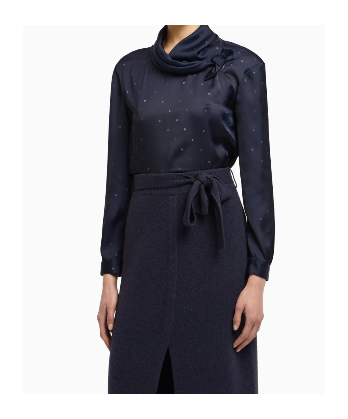 Emporio Armani Polka-dot Bow Blouse In Blue