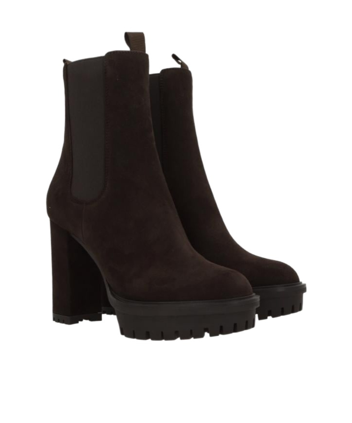 Gianvito Rossi 90 Suede Platform Ankle Boots In Brown