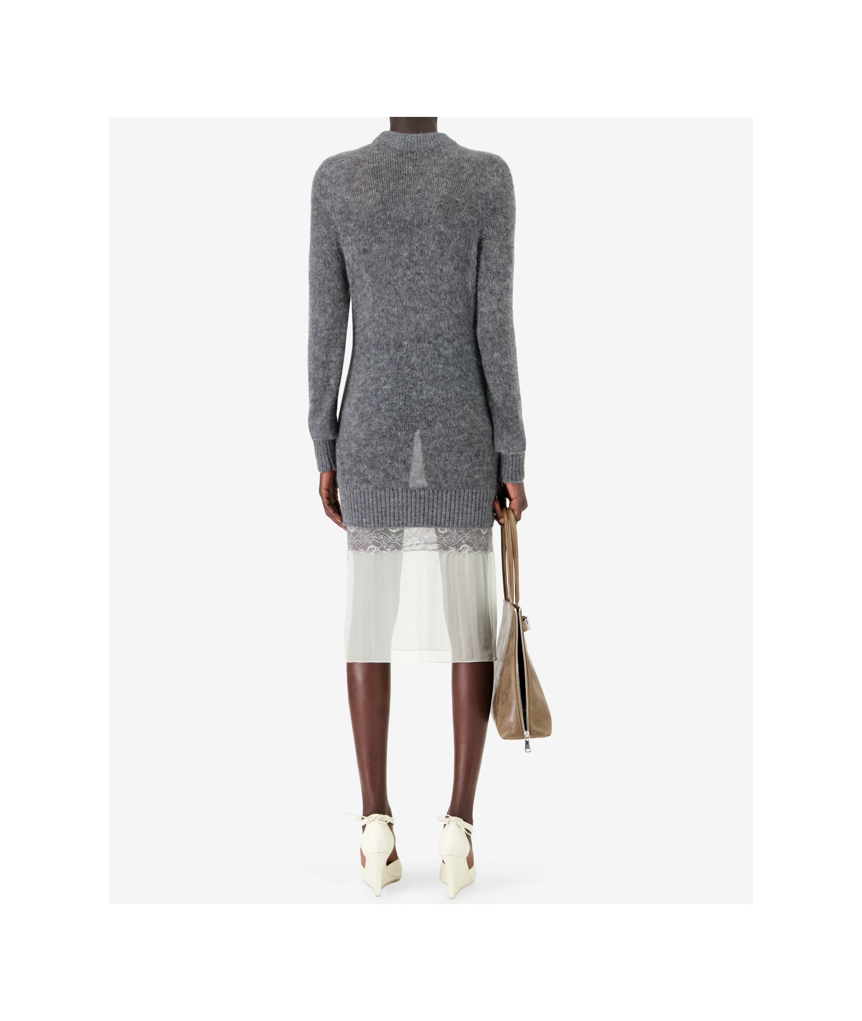 Coperni Knitted Patchwork Dress In Gray