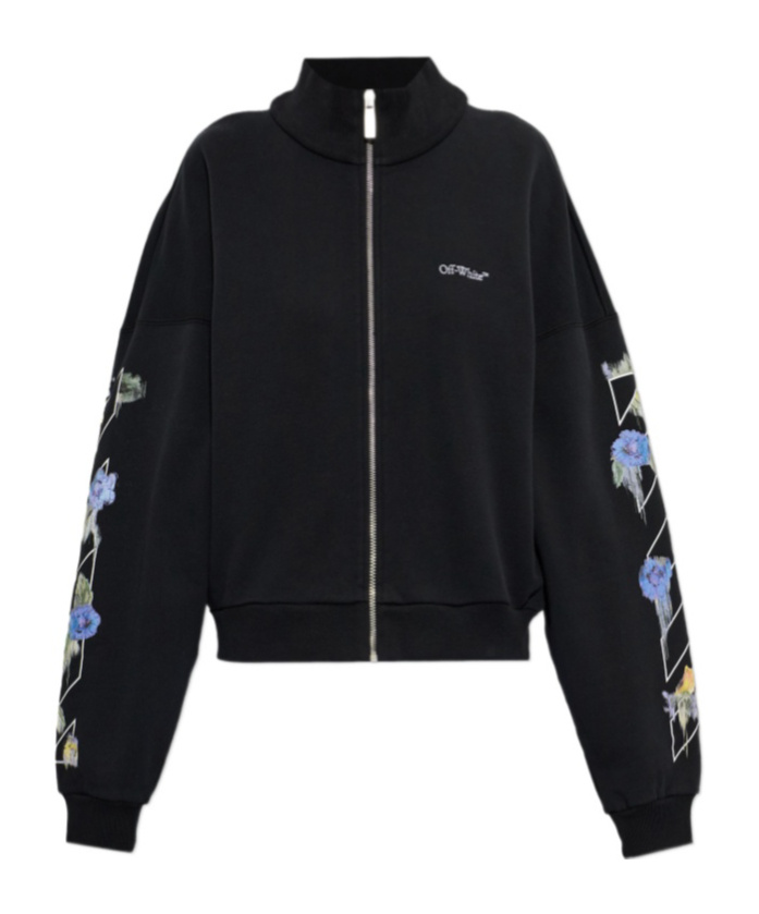 Off-white Long-sleeve Zip-up Sweatshirt In Black