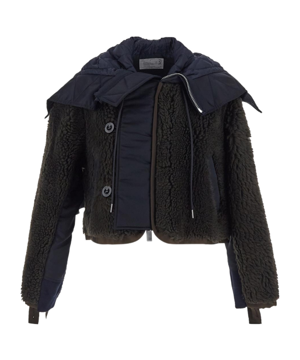 Sacai Faux Shearling X Nylon Twill Blouson In Black
