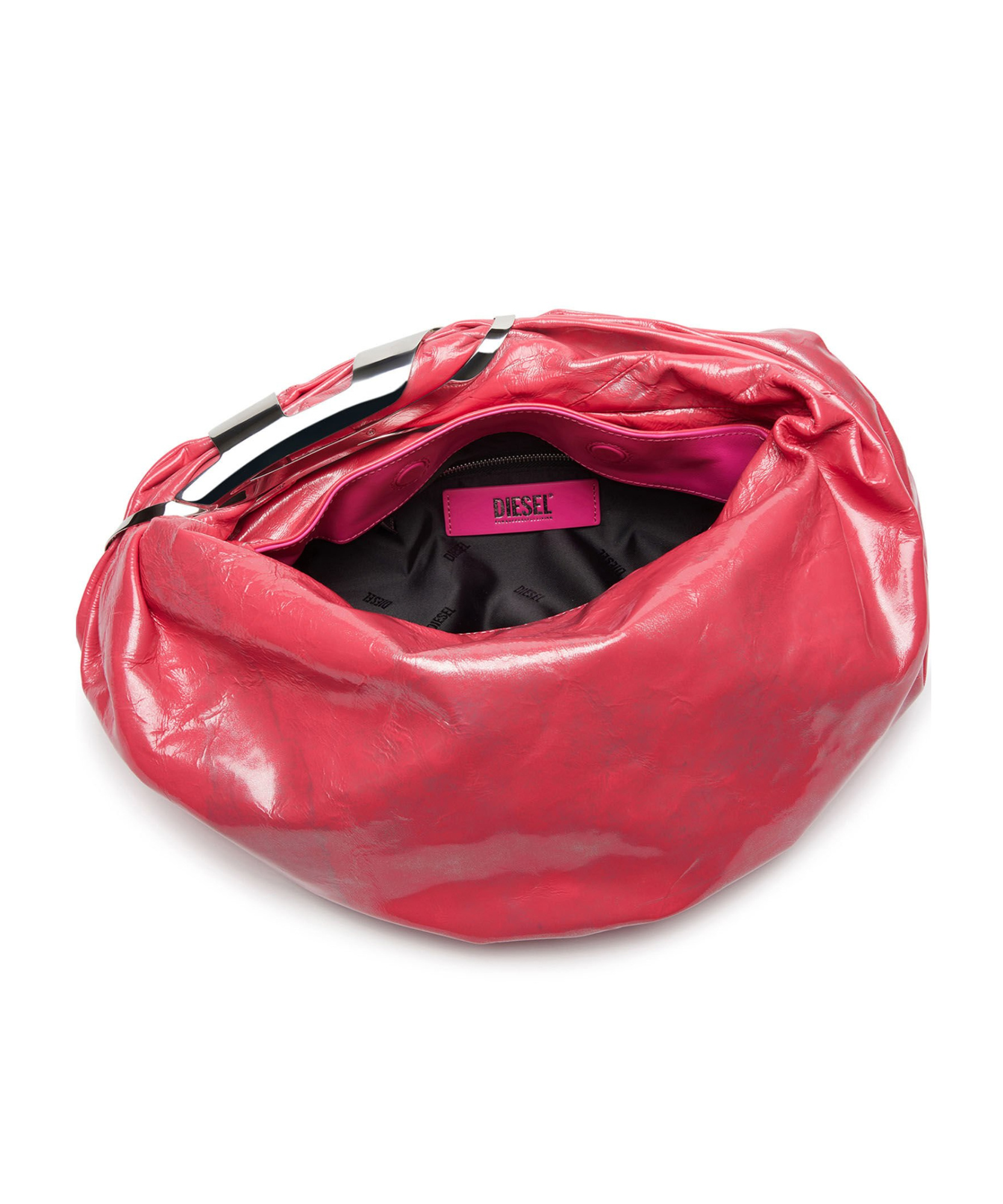 Diesel Grab-d Hobo S Leather Shoulder Bag In Red