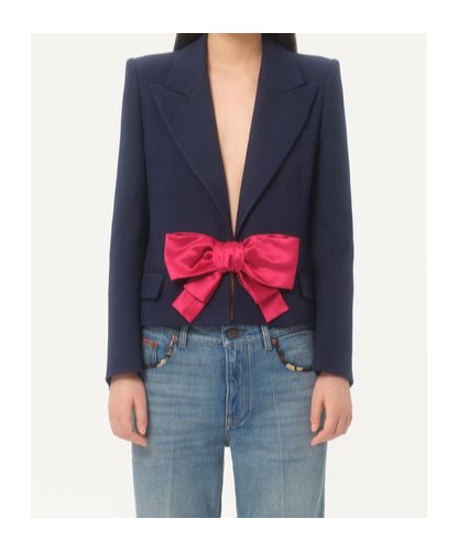 Valentino Tailored Bow-detail Jacket Crafted From Lightweight Viscose In Blue