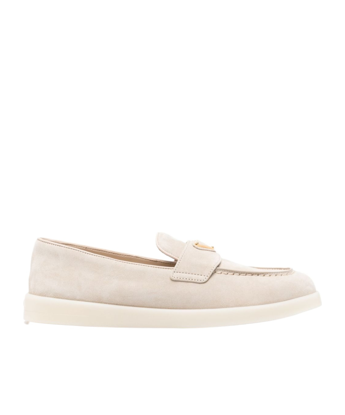 Prada Logo Plaque Apron Toe Loafers In Yellow