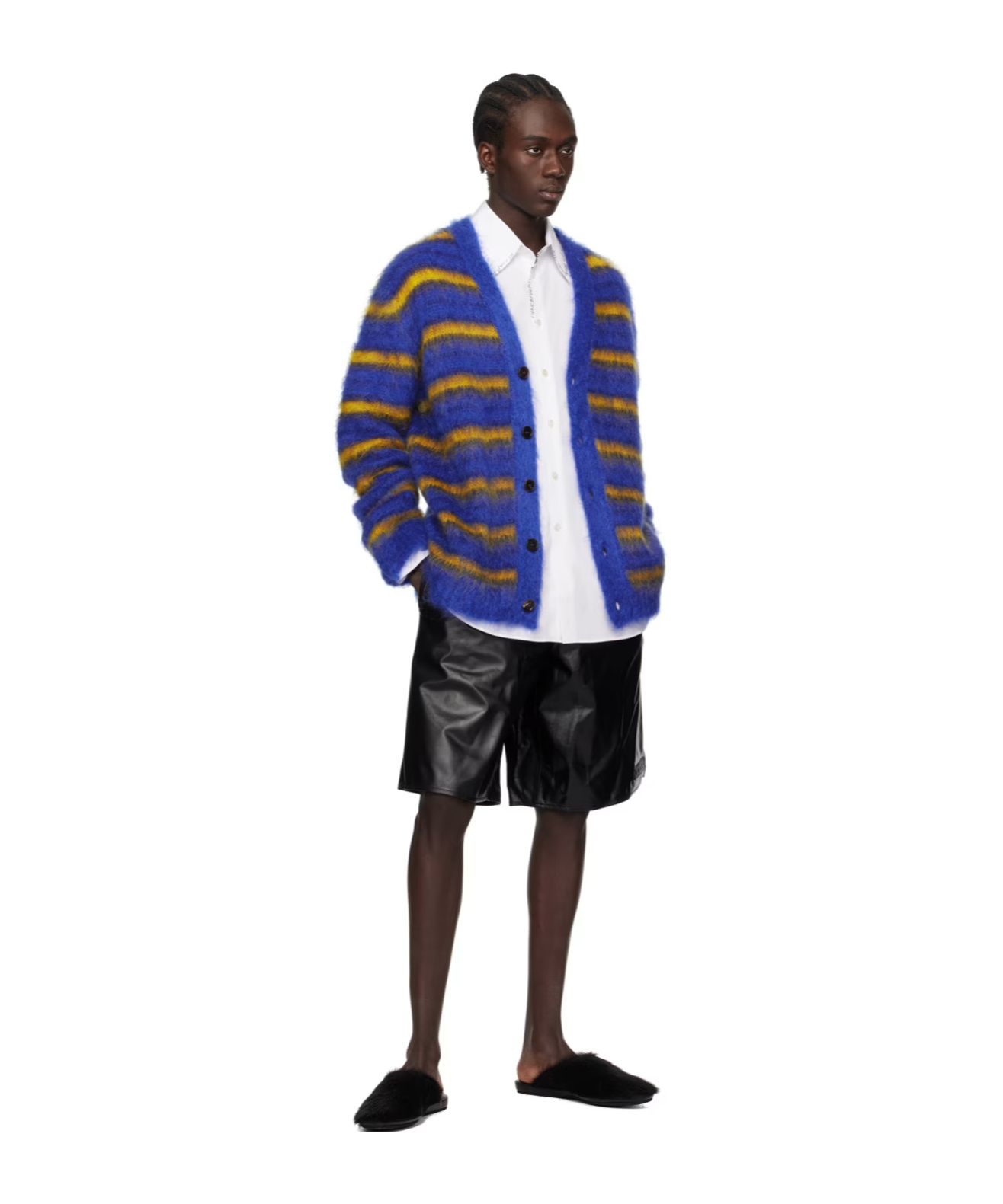 Marni Blue Iconic Stripes Cardigan In Blue